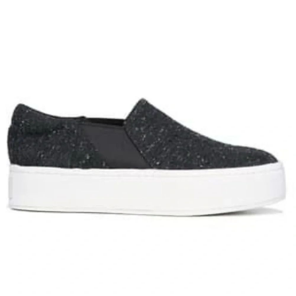 Vince Warren Platform Slip On Sneaker in Navy Tweed 8.5